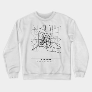 BANGKOK THAILAND BLACK CITY STREET MAP ART Crewneck Sweatshirt